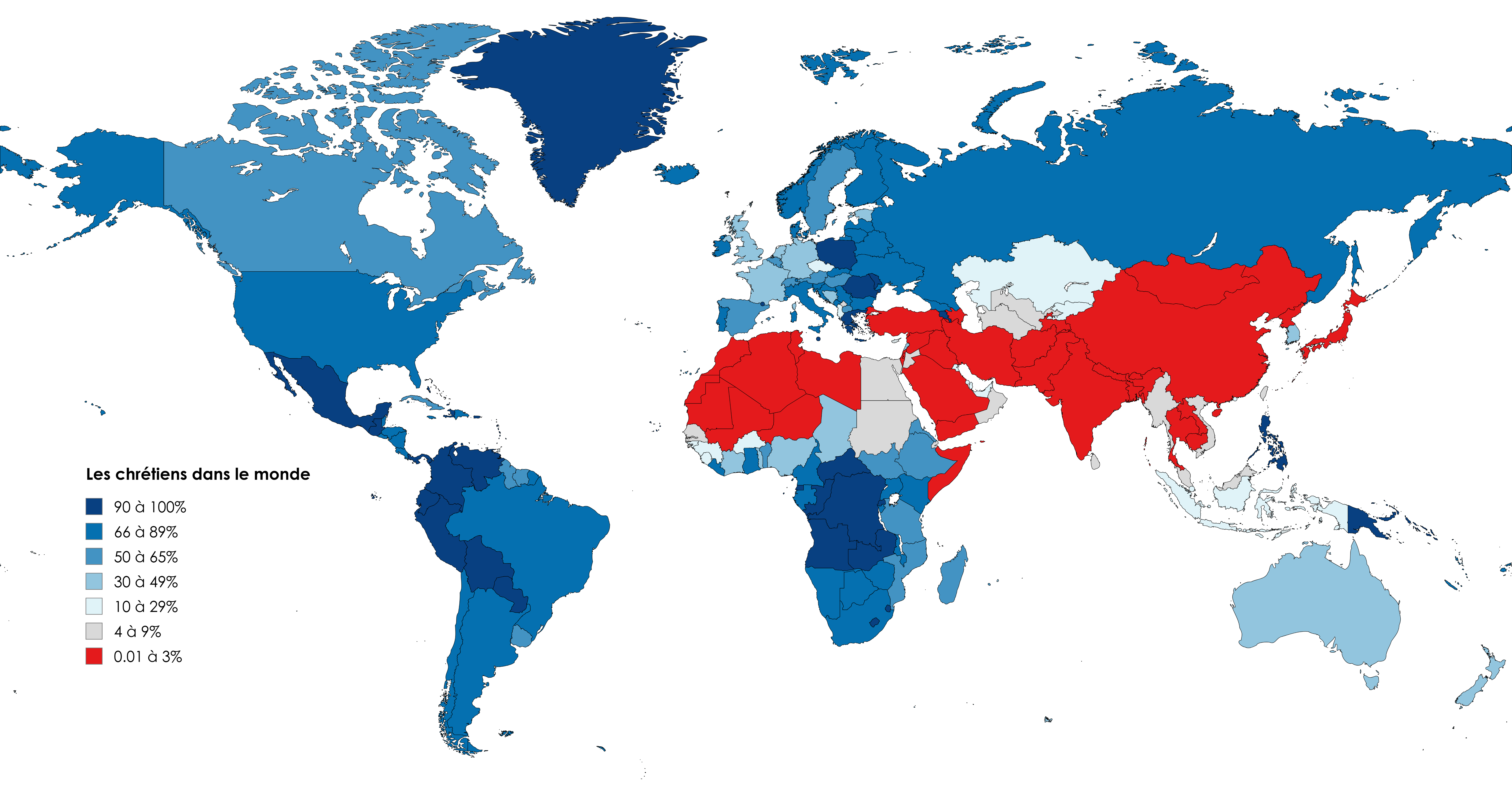 Carte des chrétiens dans le monde